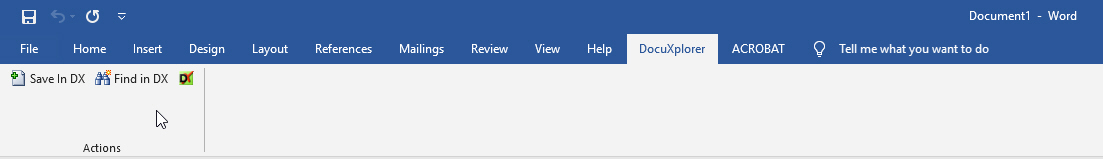 The DocuXplorer Toolbar displayed in MS Office applications