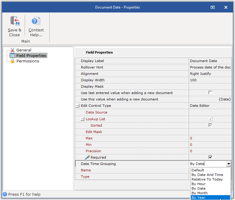 Date/Time Grouping Types