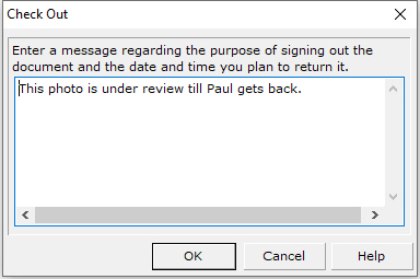 When users check a document out of the Library they can leave a message for co-workers looking for the document