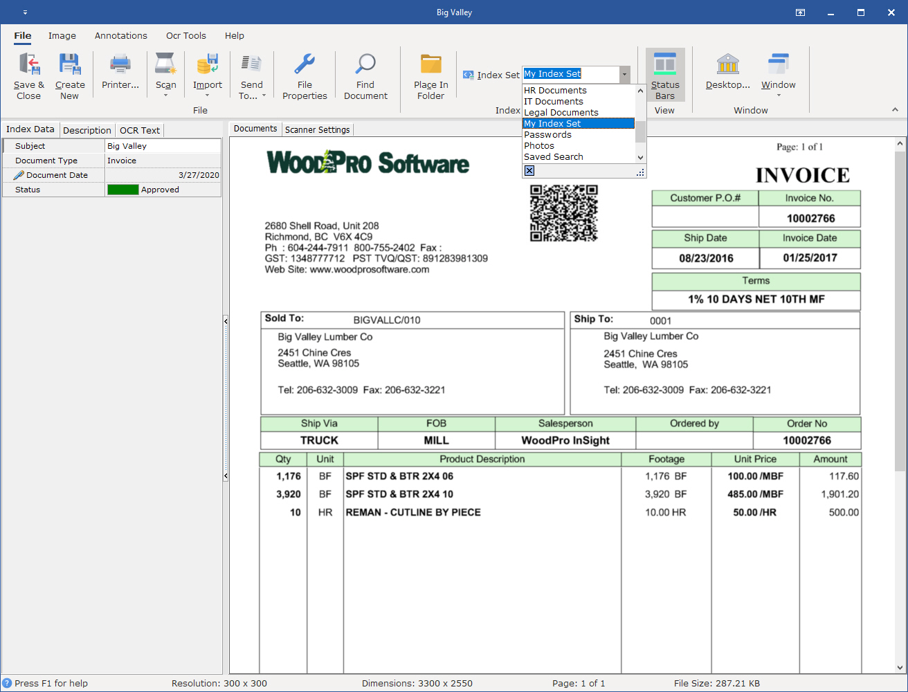 Select a new Index Set to associate with the new documents