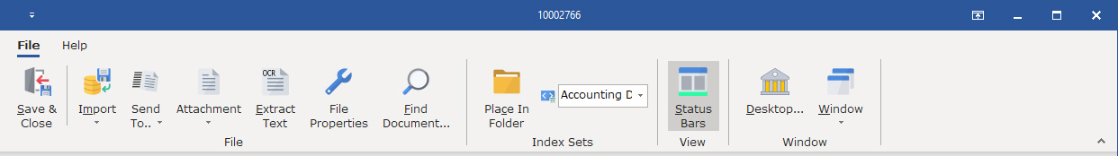 Toolbar in the Associated Application Document Window