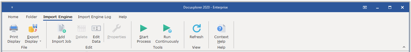 Clcik the Add button to start creation of an Import Job