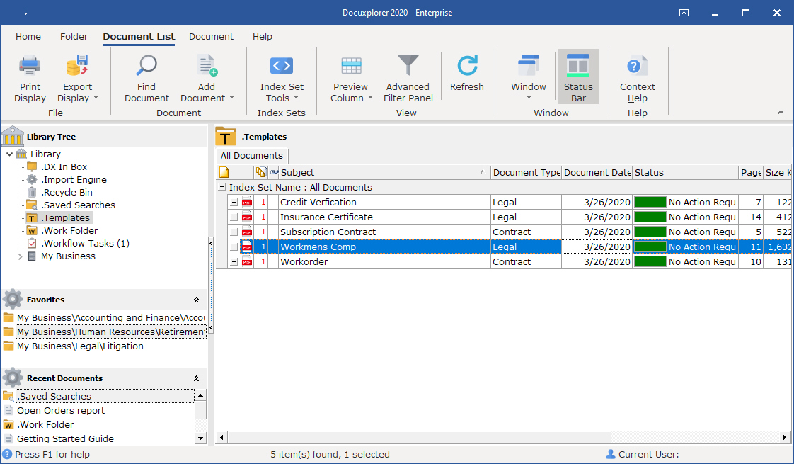 The Templates Folder of the DocuXplorer Library