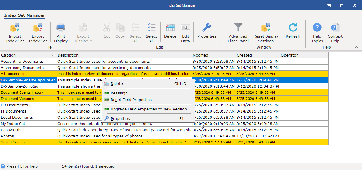 Use the Index Set Tools/Index Set Manager to reassign Index sets