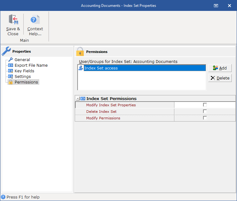 Used to change permissions for Index Sets; administrators will need to add users and groups to Index Sets before they can be seen by a user or group